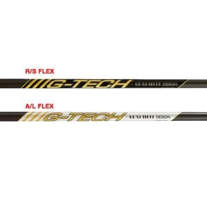 2 Graphite Design G-Tech shafts, R/S shaft is charcoal, black and gold, A/L flex is charcoal, white and gold